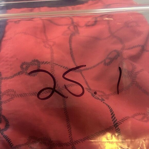 LL Bean Swim Trunks Mens‎ Sz Medium Lined Shorts Red Drawstring 9” Inseam Knots - Picture 9 of 9